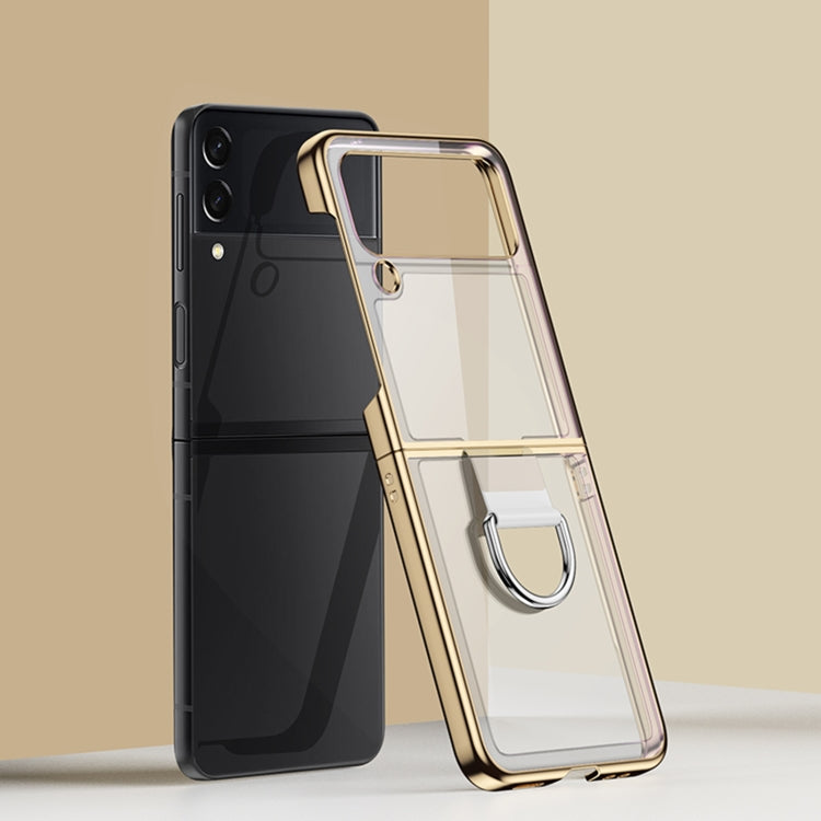 For Samsung Galaxy Z Flip4 Electroplating PC Full Coverage Shockproof Ring Phone Case