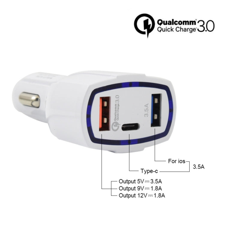 308 3 in 1 Cigarette Lighter Conversion Plug Multi-function USB Car Fast Charger