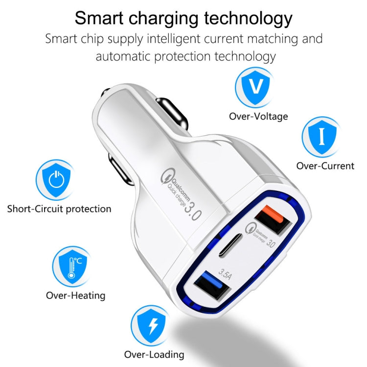308 3 in 1 Cigarette Lighter Conversion Plug Multi-function USB Car Fast Charger