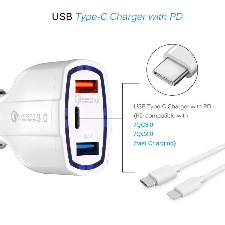 308 3 in 1 Cigarette Lighter Conversion Plug Multi-function USB Car Fast Charger