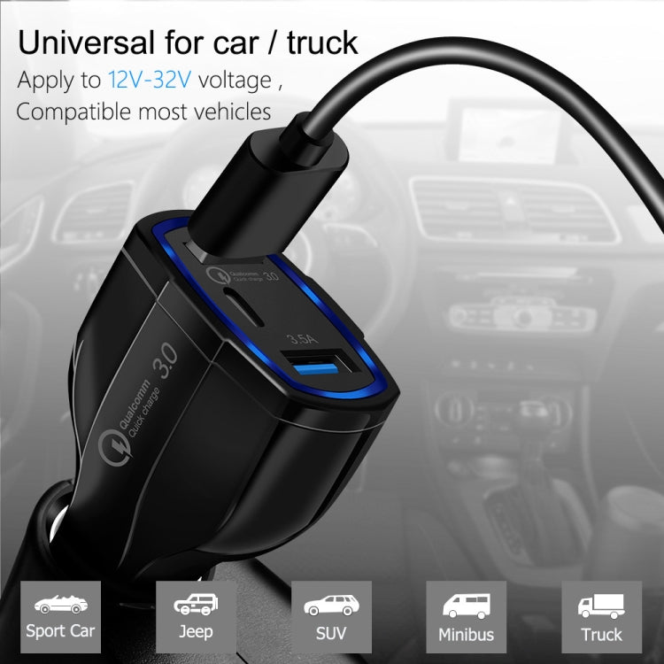 308 3 in 1 Cigarette Lighter Conversion Plug Multi-function USB Car Fast Charger