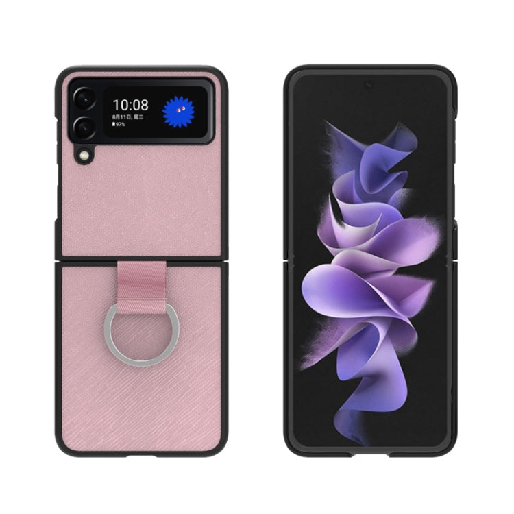 For Samsung Galaxy Z Flip3 5G Cross Texture Shockproof Protective Phone Case with Lanyard