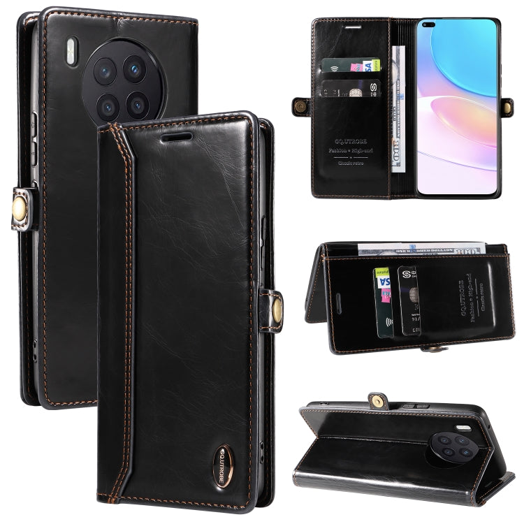 For Huawei nova 8i GQUTROBE RFID Blocking Oil Wax Leather Phone Case