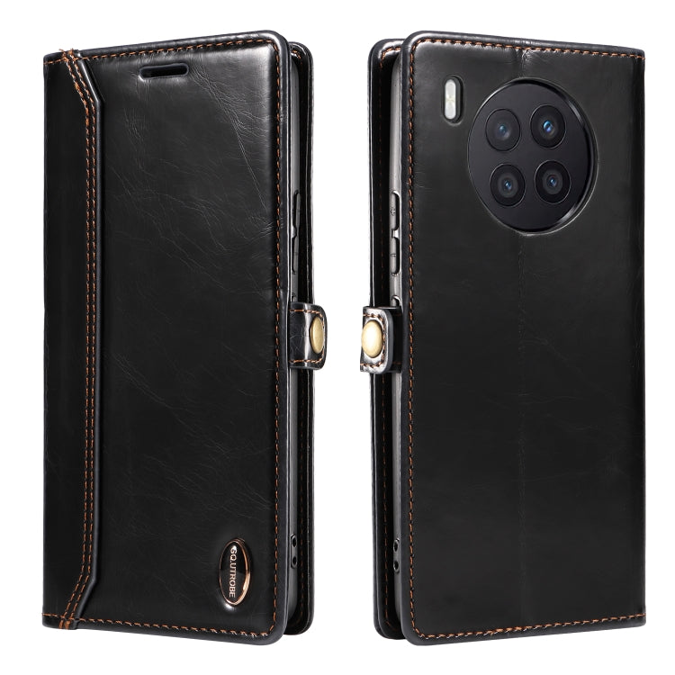 For Huawei nova 8i GQUTROBE RFID Blocking Oil Wax Leather Phone Case