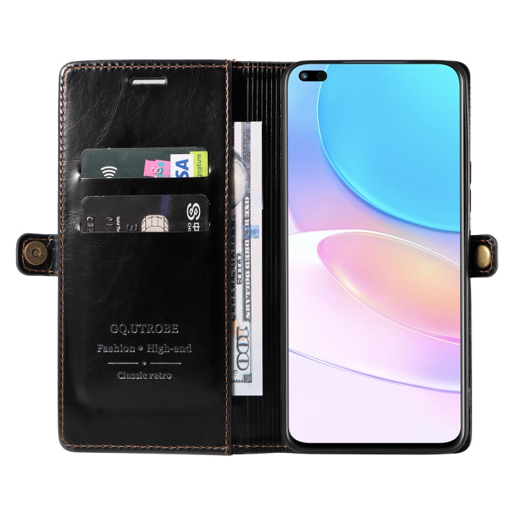 For Huawei nova 8i GQUTROBE RFID Blocking Oil Wax Leather Phone Case