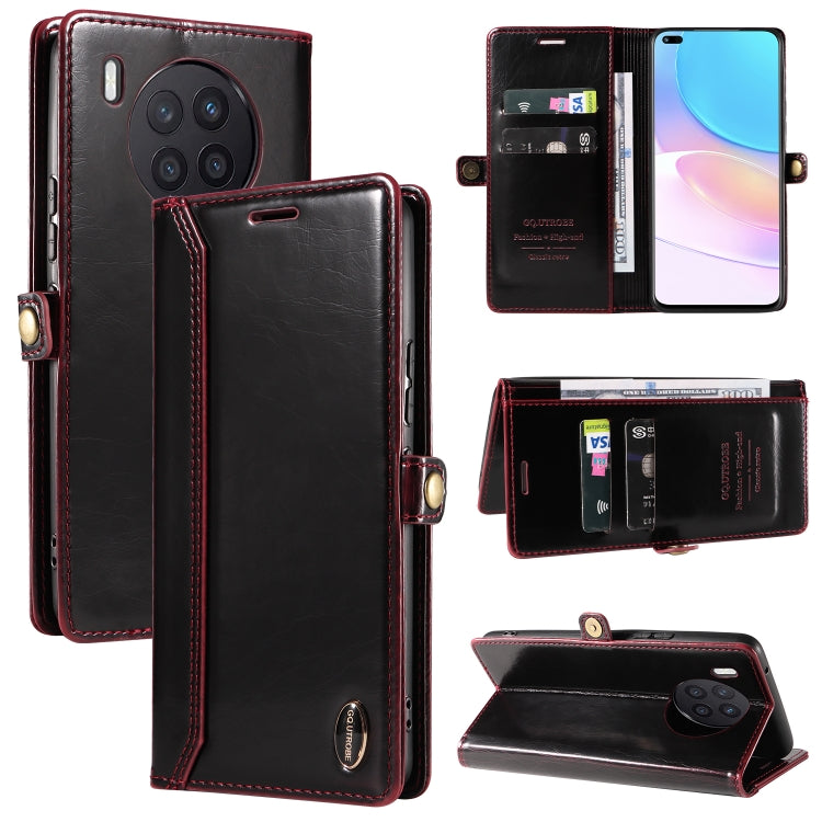 For Huawei nova 8i GQUTROBE RFID Blocking Oil Wax Leather Phone Case