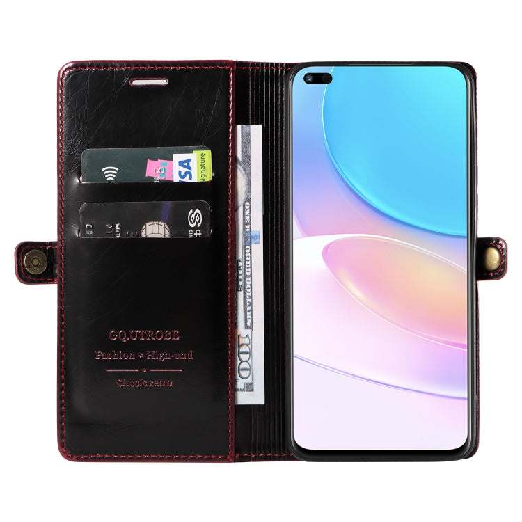 For Huawei nova 8i GQUTROBE RFID Blocking Oil Wax Leather Phone Case