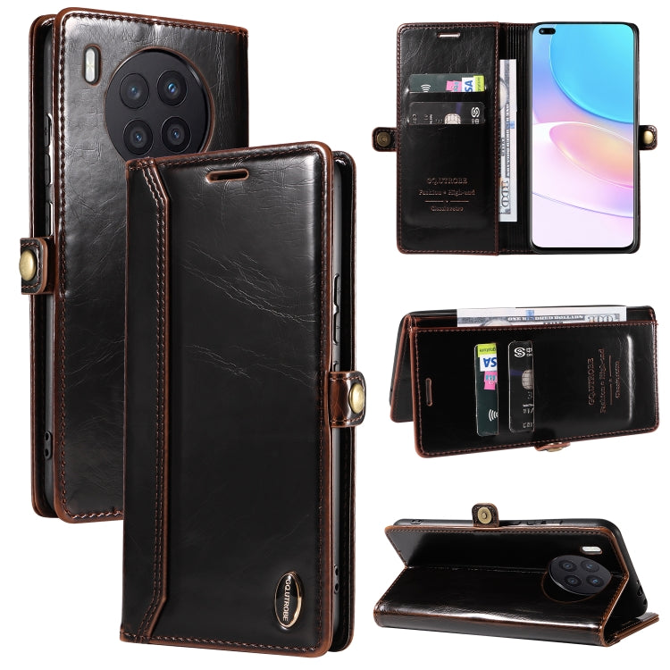 For Huawei nova 8i GQUTROBE RFID Blocking Oil Wax Leather Phone Case