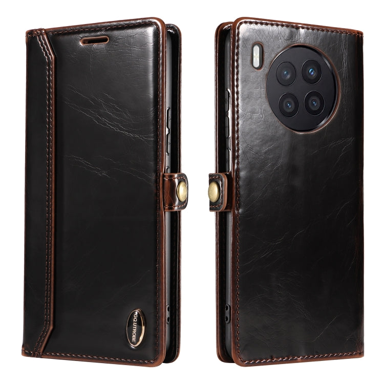 For Huawei nova 8i GQUTROBE RFID Blocking Oil Wax Leather Phone Case