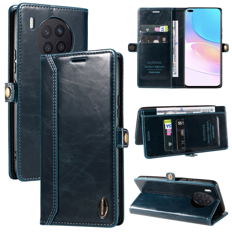 For Huawei nova 8i GQUTROBE RFID Blocking Oil Wax Leather Phone Case