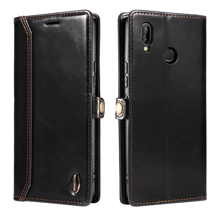 For Huawei P20 Lite GQUTROBE RFID Blocking Oil Wax Leather Phone Case