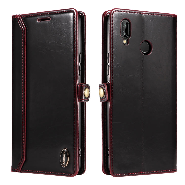 For Huawei P20 Lite GQUTROBE RFID Blocking Oil Wax Leather Phone Case