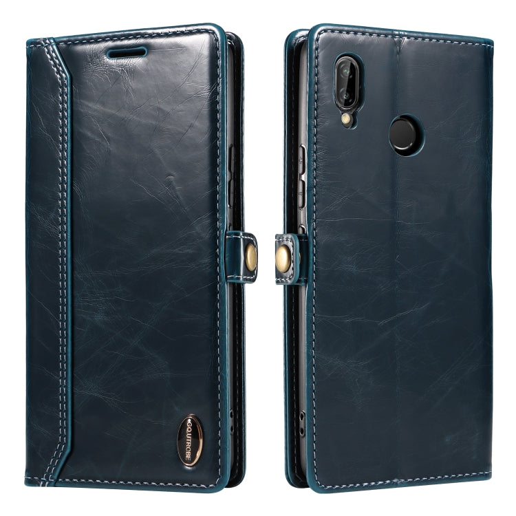For Huawei P20 Lite GQUTROBE RFID Blocking Oil Wax Leather Phone Case
