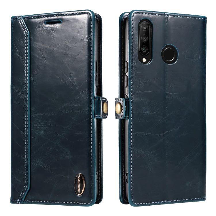 For Huawei P30 Lite GQUTROBE RFID Blocking Oil Wax Leather Phone Case