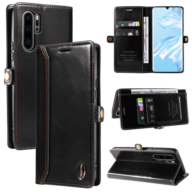 For Huawei P30 Pro GQUTROBE RFID Blocking Oil Wax Leather Phone Case