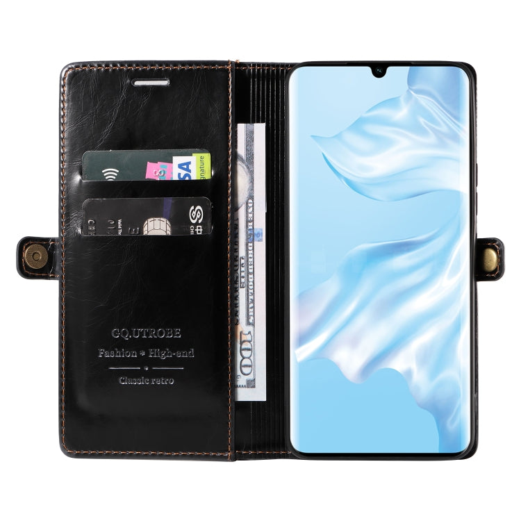 For Huawei P30 Pro GQUTROBE RFID Blocking Oil Wax Leather Phone Case