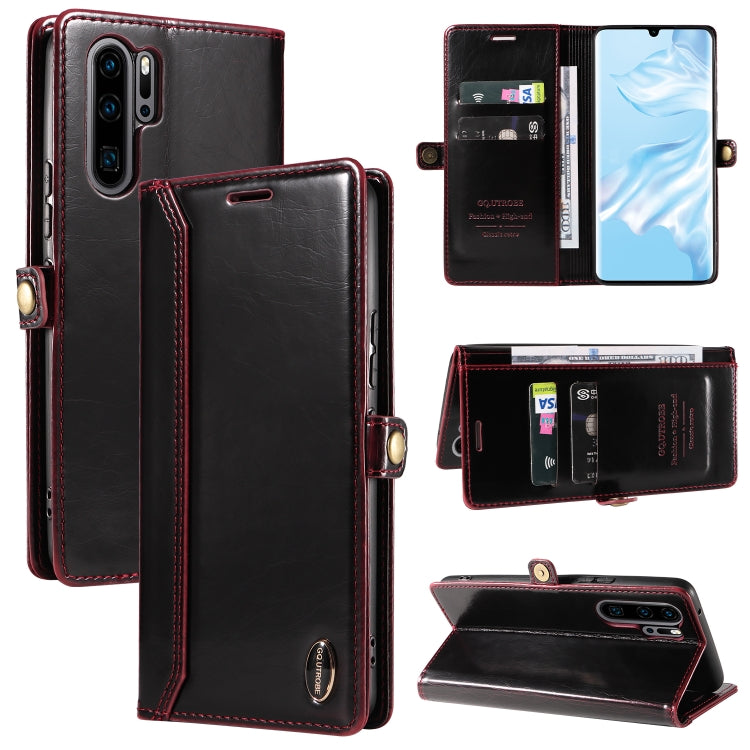 For Huawei P30 Pro GQUTROBE RFID Blocking Oil Wax Leather Phone Case