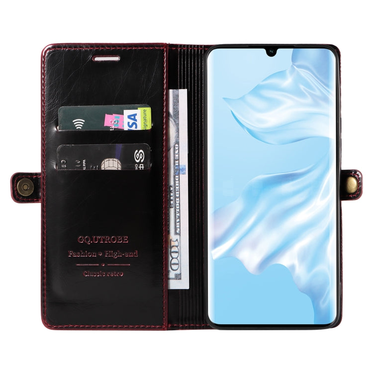 For Huawei P30 Pro GQUTROBE RFID Blocking Oil Wax Leather Phone Case