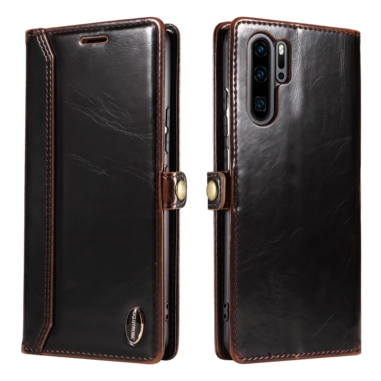 For Huawei P30 Pro GQUTROBE RFID Blocking Oil Wax Leather Phone Case