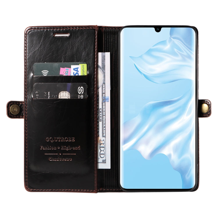 For Huawei P30 Pro GQUTROBE RFID Blocking Oil Wax Leather Phone Case