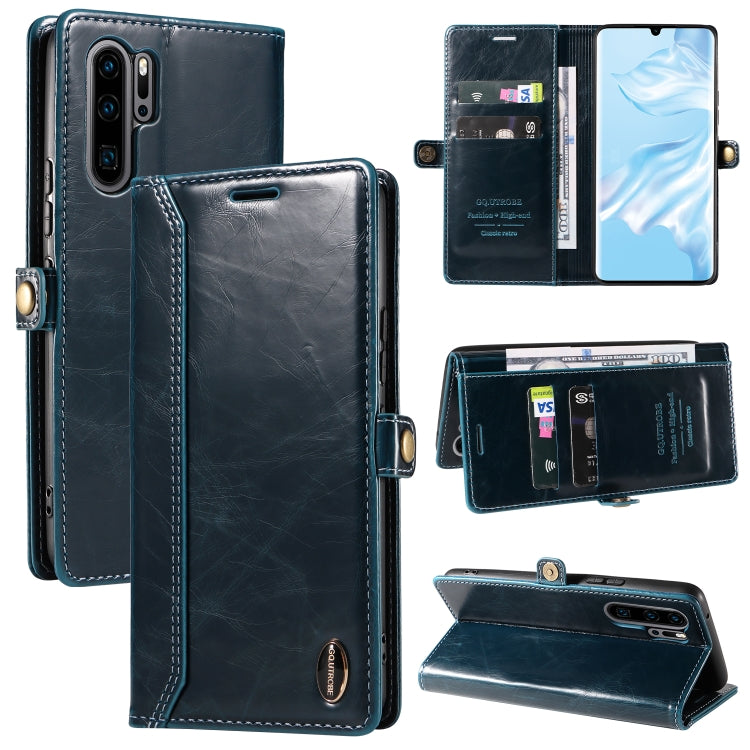 For Huawei P30 Pro GQUTROBE RFID Blocking Oil Wax Leather Phone Case