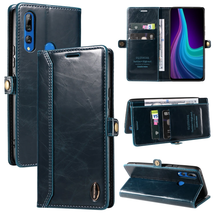 For Huawei P Smart Z / Y9 Prime GQUTROBE RFID Blocking Oil Wax Leather Phone Case