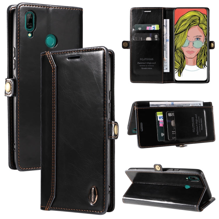 For Huawei P Smart 2019 GQUTROBE RFID Blocking Oil Wax Leather Phone Case