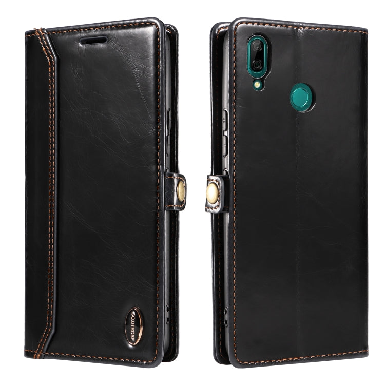 For Huawei P Smart 2019 GQUTROBE RFID Blocking Oil Wax Leather Phone Case