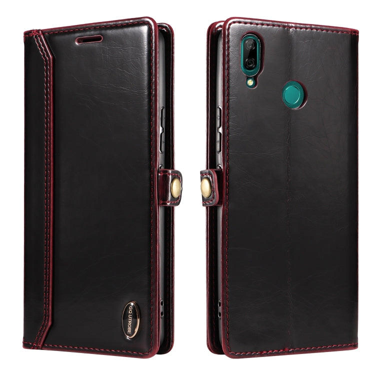 For Huawei P Smart 2019 GQUTROBE RFID Blocking Oil Wax Leather Phone Case