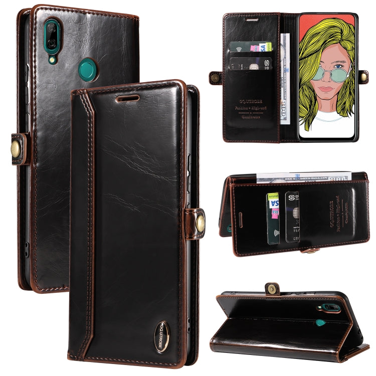 For Huawei P Smart 2019 GQUTROBE RFID Blocking Oil Wax Leather Phone Case