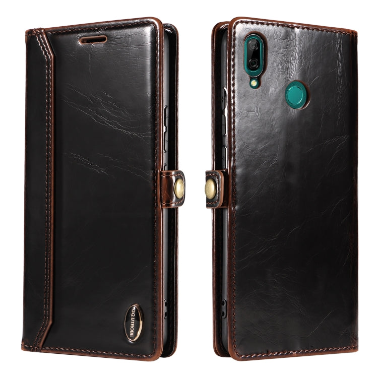 For Huawei P Smart 2019 GQUTROBE RFID Blocking Oil Wax Leather Phone Case