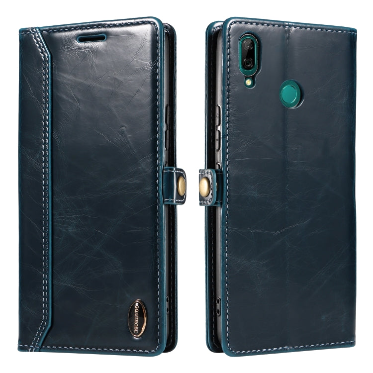 For Huawei P Smart 2019 GQUTROBE RFID Blocking Oil Wax Leather Phone Case