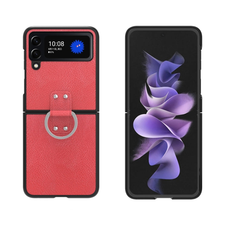 For Samsung Galaxy Z Flip3 5G Buckle Leather Shockproof Protective Phone Case with Lanyard