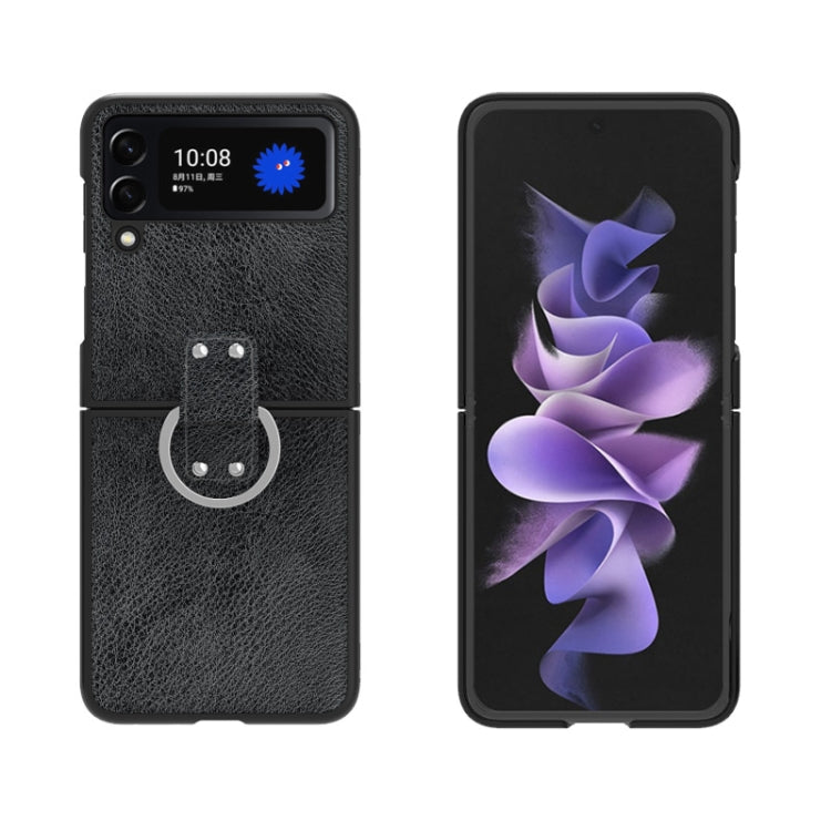 For Samsung Galaxy Z Flip4 Buckle Leather Shockproof Protective Phone Case with Lanyard