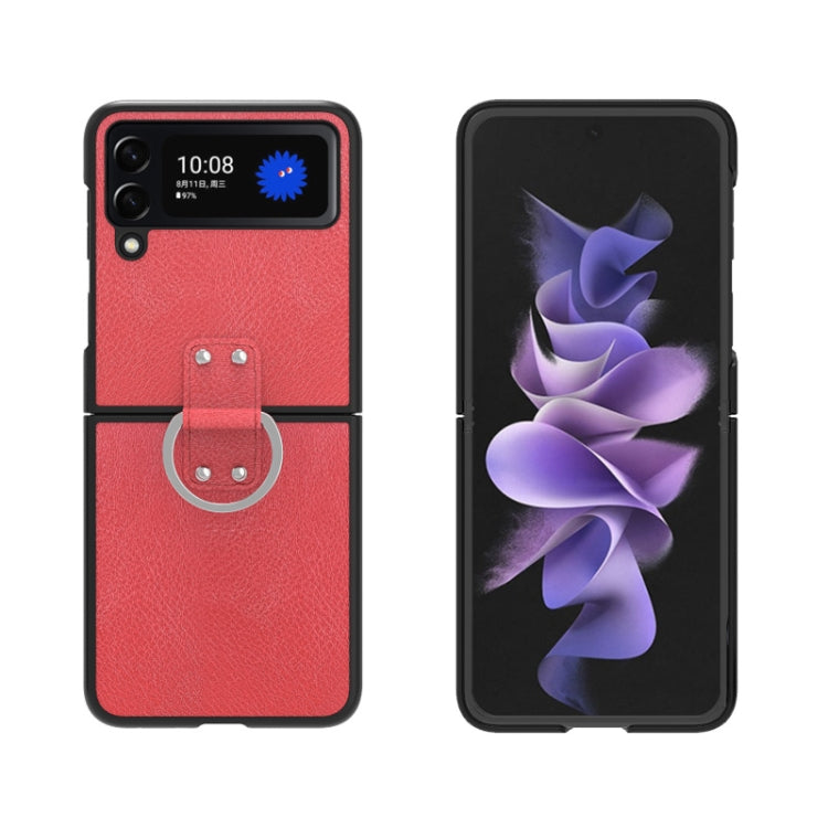 For Samsung Galaxy Z Flip4 Buckle Leather Shockproof Protective Phone Case with Lanyard