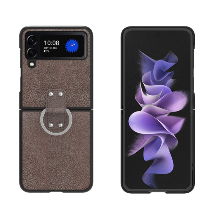 For Samsung Galaxy Z Flip4 Buckle Leather Shockproof Protective Phone Case with Lanyard