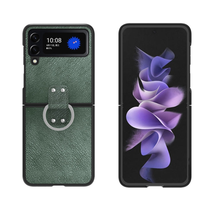 For Samsung Galaxy Z Flip4 Buckle Leather Shockproof Protective Phone Case with Lanyard