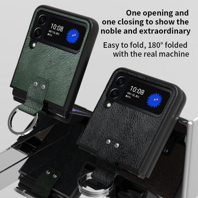 For Samsung Galaxy Z Flip4 Buckle Leather Shockproof Protective Phone Case with Lanyard