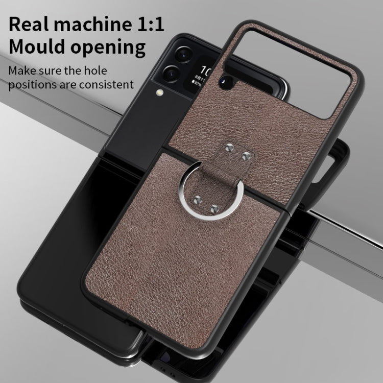 For Samsung Galaxy Z Flip4 Buckle Leather Shockproof Protective Phone Case with Lanyard