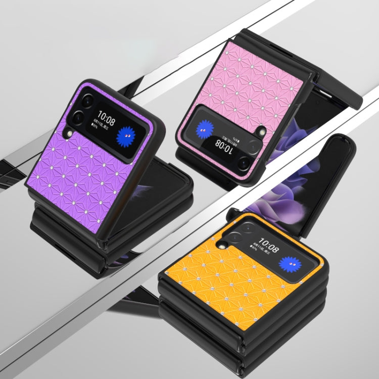 For Samsung Galaxy Z Flip4 Flash Drill Leather Shockproof Protective Phone Case