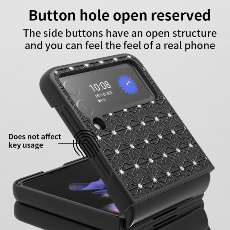 For Samsung Galaxy Z Flip4 Flash Drill Leather Shockproof Protective Phone Case
