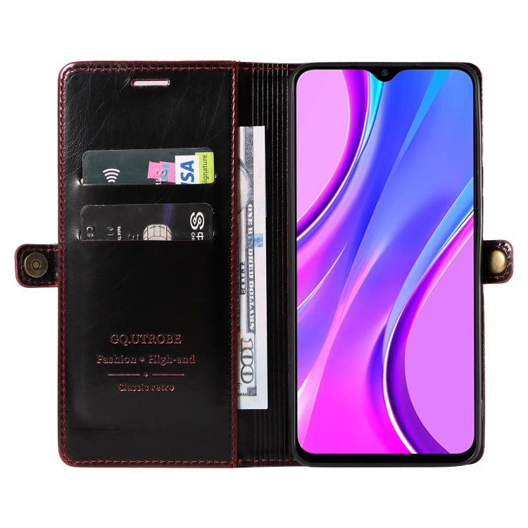 For Xiaomi Redmi 9 GQUTROBE RFID Blocking Oil Wax Leather Phone Case