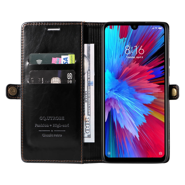 For Xiaomi Redmi Note 7 GQUTROBE RFID Blocking Oil Wax Leather Phone Case