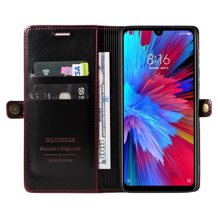 For Xiaomi Redmi Note 7 GQUTROBE RFID Blocking Oil Wax Leather Phone Case