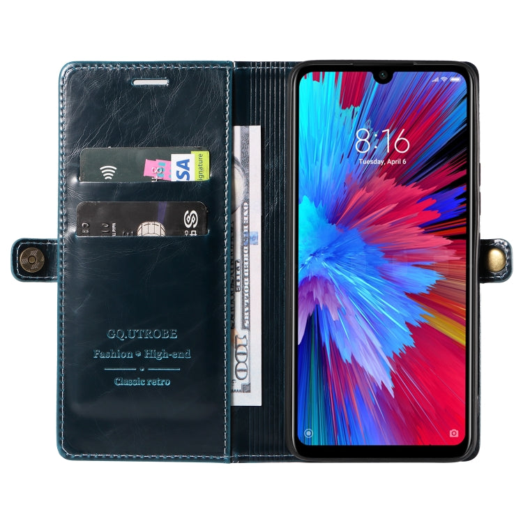 For Xiaomi Redmi Note 7 GQUTROBE RFID Blocking Oil Wax Leather Phone Case