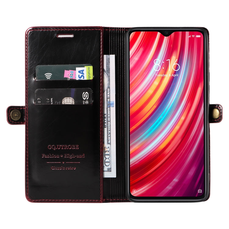 For Xiaomi Redmi Note 8 Pro GQUTROBE RFID Blocking Oil Wax Leather Phone Case