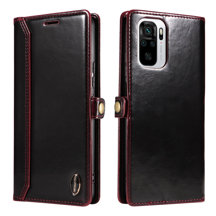 For Xiaomi Redmi Note 10 4G GQUTROBE RFID Blocking Oil Wax Leather Phone Case