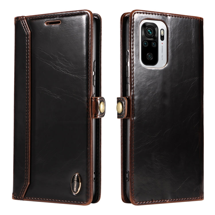 For Xiaomi Redmi Note 10 4G GQUTROBE RFID Blocking Oil Wax Leather Phone Case