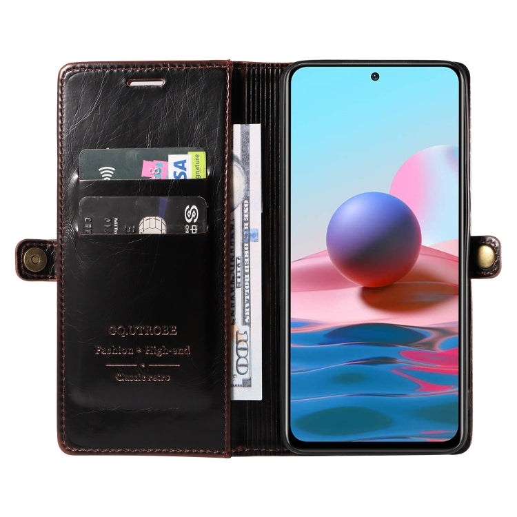 For Xiaomi Redmi Note 10 4G GQUTROBE RFID Blocking Oil Wax Leather Phone Case
