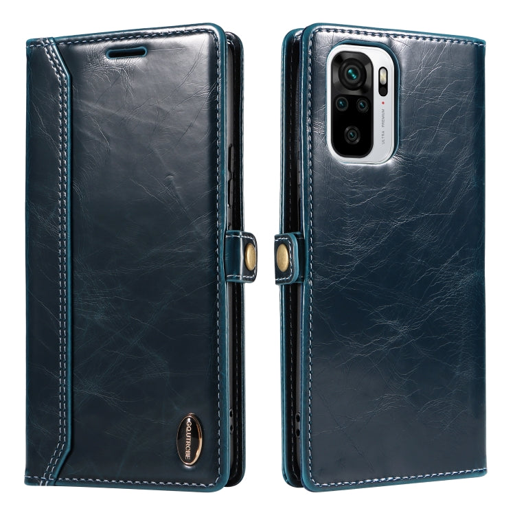 For Xiaomi Redmi Note 10 4G GQUTROBE RFID Blocking Oil Wax Leather Phone Case